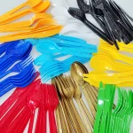 일회용 칼 포크 스푼 칼 붙이 세트 핑크 블루 일회용 식기 생일 파티 장식 웨딩 베이비 샤워 용품 - 이미지 5