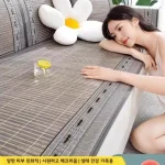 2025년 여름 신상 미끄럼 방지 대나무 매트 소파 쿠션 시원한 촉감 시트 패드 커버 원단 부드러운 촉감 소파 시트 패드