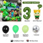 65개 핫 게임 마이너 픽셀 테마 풍선 아치 키트 (40인치 그린 모자이크 숫자 포함) 남자아이 생일 장식 용품 베이비 샤워 - 이미지 4