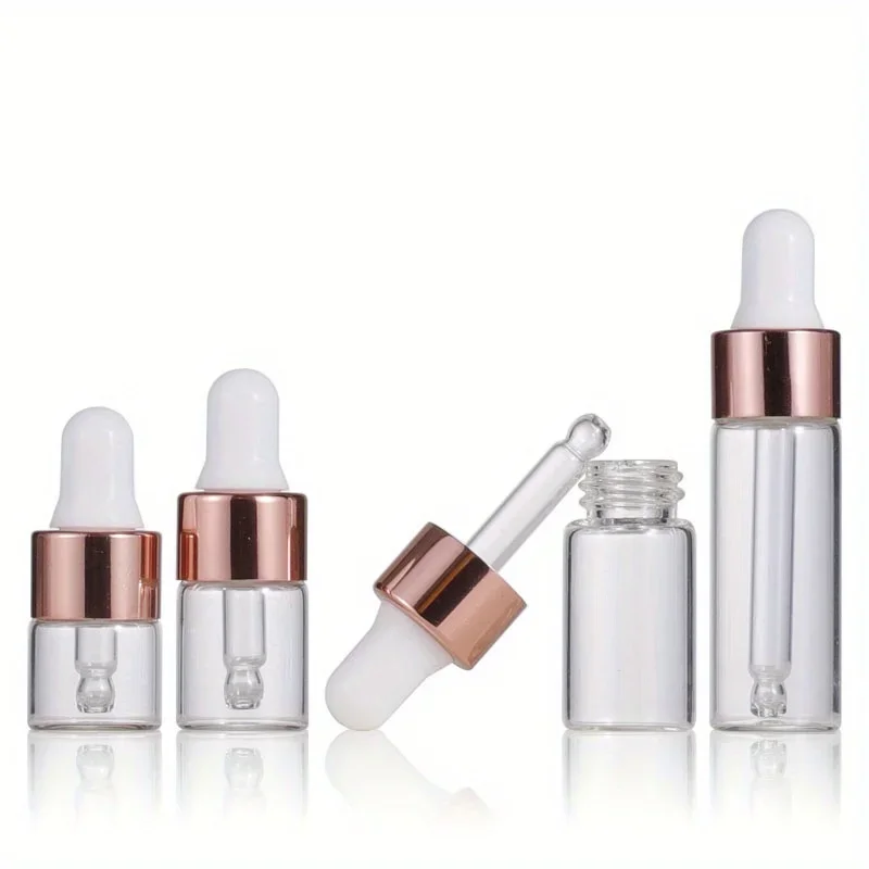 5pcs 1ml 2ml 3ml 5ml 명확한 미니 유리 Dropper 병 에센셜 오일 샘플 여행을위한 유리 눈 Dropper와 작은