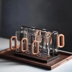 고붕규산 가정용 유리 고온 내열 물컵 램프블랙 차 세트 유리 찻잔 세트 포함 화상 방지 - 이미지 4