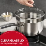 304 스테인레스 스틸 소스 팬, 유리 채반 뚜껑이 달린 유도 소스 팬, 요리 도구, 1QT - 이미지 4