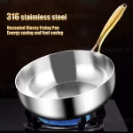 316 스테인리스 스틸 깊은 프라이팬 논스틱 웍 가정용 스테이크 스킬렛 가스레인지 인덕션 쿠커 조리 냄비 주방 조리기구