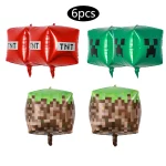 6/4/2Pcs 22inch 내 세계 테마 공예 만화 픽셀 게임 4D 호일 풍선 베이비 샤워 생일 파티 장식 장난감 선물 - 이미지 6