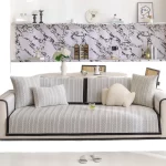 얼음 실크 냉각 소파 쿠션 여름 자수 쿨러 쿠션 미끄럼 방지 소파 커버 통기성 방지 스크래치 거실 소파 뒤로 - 이미지 5