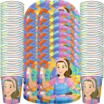 MS 레이첼 교사 테마 식기 세트 생일 축하 파티 컵 접시 장식 소녀 소년 키즈 호의 용품 60 개/몫