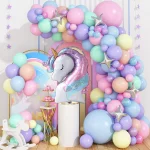 레인보우 유니콘 일회용 식기 해피 1 생일 파티 장식 어린이 호의 선물 유니콘 베이비 샤워 소녀 용품 - 이미지 5