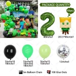 65개 핫 게임 마이너 픽셀 테마 풍선 아치 키트 (40인치 그린 모자이크 숫자 포함) 남자아이 생일 장식 용품 베이비 샤워 - 이미지 3