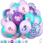 인어 공주 생일 파티 장식 공주 아리엘 종이 냅킨 플레이트 컵 식탁보 풍선 어린이 베이비 샤워 용품 - 이미지 6