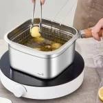 다기능 프라이팬 분리형 캠핑 조리기구 세트, 스테인레스 스틸 캠핑 요리 장비, 딥 프라이어 포트