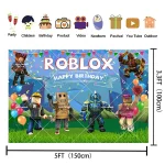 만화 ROBIOX 생일 파티 배경 장식 핑크 소녀 소년 어린이 선물 풍선 배너 베이비 샤워 사진 소품 - 이미지 2