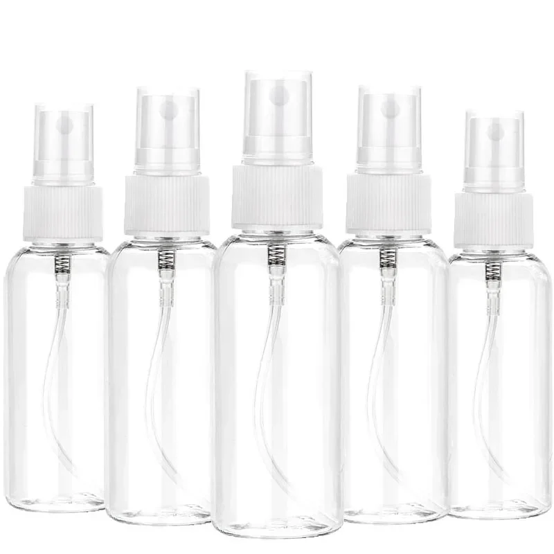 리필 가능 3/5/10pcs 10ml 30ml 50ml 60ml 100ml 투명 PET 플라스틱 휴대용 스프레이 병 빈 향수 용기