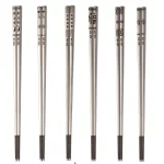 23CM 스테인레스 스틸 젓가락 미끄럼 방지 중국 젓가락 홈 금속 젓가락 음식 스시 스틱 주방 식기 - 이미지 5