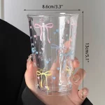 활 유리 귀여운 물 컵 만화 활 유리 컵 줄무늬 귀여운 낙서 커피 머그잔 가정용 과일 차 레모네이드 소녀 선물 - 이미지 6