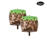 6/4/2Pcs 22inch 내 세계 테마 공예 만화 픽셀 게임 4D 호일 풍선 베이비 샤워 생일 파티 장식 장난감 선물 - 이미지 2