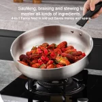 28/26/24cm 스테인레스 스틸 프라이팬 Wok 비 스틱 팬 홈 두꺼운 요리 냄비 가스 스토브 유도 밥솥 범용 내구성 - 이미지 3