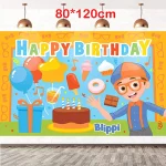 새로운 Blippiing 생일 파티 장식 호일 풍선 배경 배너 케이크 토퍼 아기 생일 파티 용품 - 이미지 6