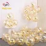 골드 스팽글 투명 풍선 크롬 금속 라텍스 헬륨 풍선, 생일 파티 장식, 웨딩 베이비 샤워 장식, 12 인치 - 이미지 2