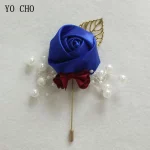 YO CHO Boutonniere 핀 꽃 신랑 들러리 corsmen 웨딩 신랑 Boutonniere 단추 구멍 결혼식 증인 Corsages Prom 액세서리 - 이미지 2