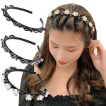 더블 레이어 밴드 클립 Hairbands 패션 플라스틱 땋은 머리띠 펑크 새로운 뜨개질 여자 모자를 쓰고 있죠 헤어 액세서리 진주