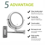 접이식 팔은 LED 조명으로 욕실 거울을 확장합니다. 7 인치 벽걸이 형 양면 스마트 화장품 메이크업 거울 - 이미지 2