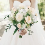 인공 꽃 장미 부케, 가짜 꽃, 하얀 장미, 신부 웨딩 부케, 가정 정원 파티 웨딩 장식, 3 팩