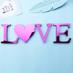 아크릴 장미 빨간색 문자 3D 거울 벽 스티커 홈 인테리어 휴일 축하 거실 DIY 껍질 & 스티커 아트 벽화 - 이미지 4