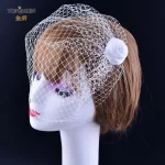 TOPQUEEN VA02 100% 수제 새장 베일 블러셔 베일, 흰색 리본 꽃 머리띠 베일, 신부 헤어 액세서리, 얼굴 베일 - 이미지 3