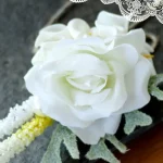 인공 칼라 백합 부토니에르 신랑 들러리 웨딩 플라워 꽃다발 브로치 핀, 귀여운 뿔 장식 파티 댄스 파티 정장 장식 - 이미지 5