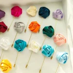 남자 신랑 Boutonniere 핀 웨딩 코사지 여성 브로치 꽃 장미 실크 Groomsman Buttonhole 결혼 정장 액세서리 댄스 파티 A - 이미지 2