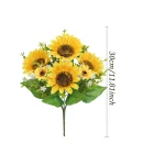 인공 꽃 해바라기 꽃다발 베이비 샤워 신부 꽃을 들고 DIY 파티 테이블 장식 홈 룸 웨딩 장식 가을 - 이미지 4