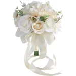 웨딩 부케 가짜 꽃 새로운 신부 휴대용 꽃꽂이 사진 소품 웨딩 장식 홈 장식 꽃 - 이미지 5