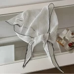 Neckerchief 달콤한 폴카 도트 머리띠 터번 한국어 신선한 작은 스카프 줄무늬 얇은 삼각형 헤어 밴드 휴가 - 이미지 4