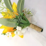 6PCS 해바라기 웨딩 손목 코사지와 Boutonniere 신부 들러리 남자 신랑 레드 로즈 웨딩 꽃 액세서리 세트 - 이미지 6