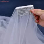 TOPQUEEN V131 신부 독신 파티 신부 액세서리 신부 베일을위한 블러셔 베일이있는 2 계층 미니멀리스트 웨딩 베일 - 이미지 5