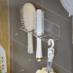 아크릴 빗 홀더 주최자 스토리지 선반 투명 투명 벽걸이 형 헤어 브러쉬 랙 욕실 액세서리 홈 선반 - 이미지 4