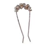 하이 엔드 금속 크리스탈 잎 U 자형 머리핀 여성 간단한 블랙 컬러 라인 석 머리 걸쇠 롤빵 헤어 스틱 헤어 액세서리 - 이미지 6