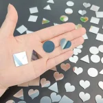 200개 2.5cm DIY 공예 거울 스티커 나뭇잎 모양 장식 아크릴 접착 공예 미니 거울 타일 작은 벽 거울 (아트용) - 이미지 2