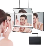 5 방향 거울, 셀프 헤어 커팅용 이발사 거울, 남성용 360 ° 면도 거울, 브레이딩용 높이 조절 메이크업 거울