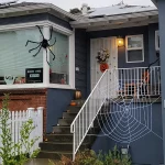 할로윈 거대한 거미줄, 대형 흑백 소름 끼치는 거미줄, 야외 마당 집 장식용 - 이미지 3