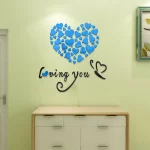 1 세트 사랑 심장 아크릴 벽 스티커 DIY 3D 거울 벽 스티커 거실 침실 배경 벽 웨딩 장식 - 이미지 6