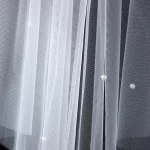 신부 베일 웨딩 베일 짧은 웨딩 베일 진주 꽃 신부 베일 웨딩 헤어 액세서리 - 이미지 4