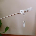 꽃 물방울 유리 구슬 여성을위한 헤어 스틱 모조 진주 술 머리핀 기질 Hanfu Cheongsam Charm Chopstick - 이미지 3