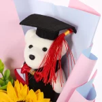 닥터 베어 선물 핑크 꽃다발 선물 장식 오너먼트 연회 시크 꽃 소품 졸업 베어 꽃다발 파티 DIY - 이미지 3