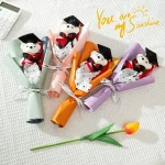 귀여운 곰 크로셰 꽃 부케, 결혼식 학생용 조화 장식, 졸업 선물, 파티 장식, 선물 선물 - 이미지 5