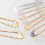 쉘 머리핀 금속 U 모양의 머리핀 헤어 포크 U 프랑스어 머리핀 여성을위한 간단하고 세련된 헤어 액세서리 - 이미지 3