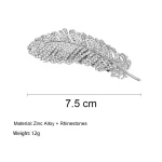한국 크리스탈 깃털 헤어 액세서리, 골드 실버 컬러, 금속 큰 헤어 클립, 여성용 웨딩 머리 장식, 소녀 머리핀 - 이미지 6