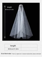 우아한 미니멀리스트 신부 베일, 허리 길이 베일, 여성 결혼식에 적합, 모델 귀걸이 제외 - 이미지 2