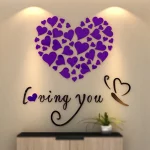 1 세트 사랑 심장 아크릴 벽 스티커 DIY 3D 거울 벽 스티커 거실 침실 배경 벽 웨딩 장식 - 이미지 4