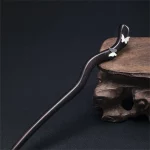 새로운 100% S925 순수 실버 여성 남성 레트로 머리핀 흑단 나무 문학 나비 중국 스타일 Hanfu 헤어 액세서리 쥬얼리